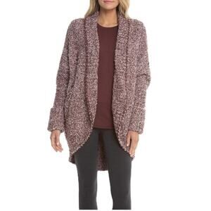 Barefoot Dreams Sweater Maroon Cozychic Cocoon Cardigan Small Medium Pockets